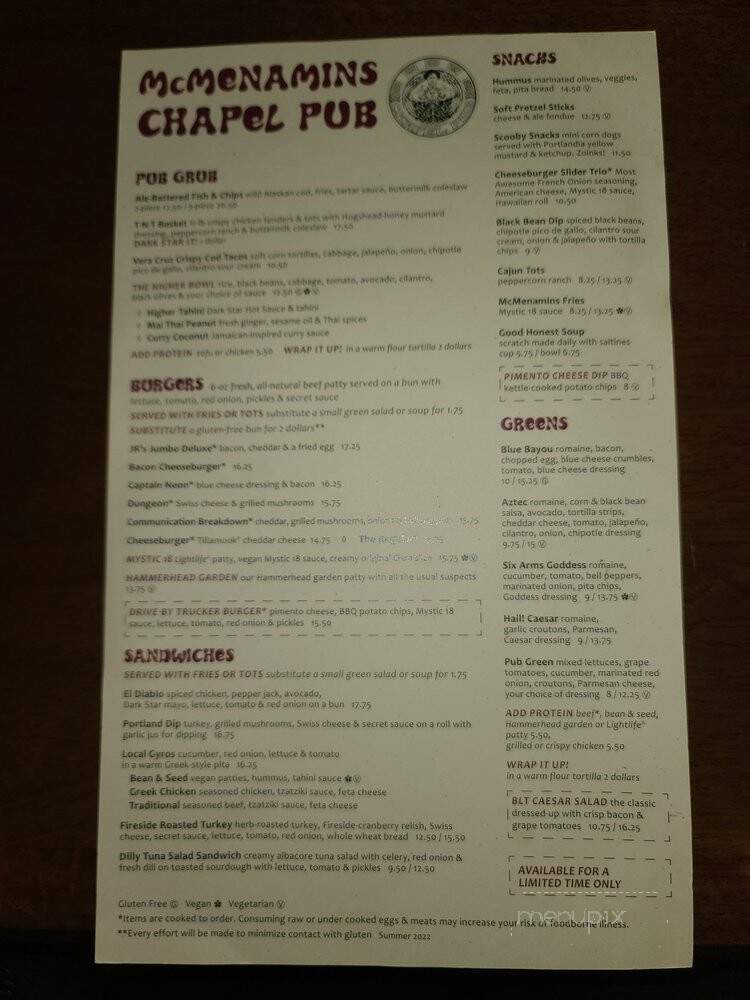 Mcmenamins Pubs & Breweries - Portland, OR menu_pic
