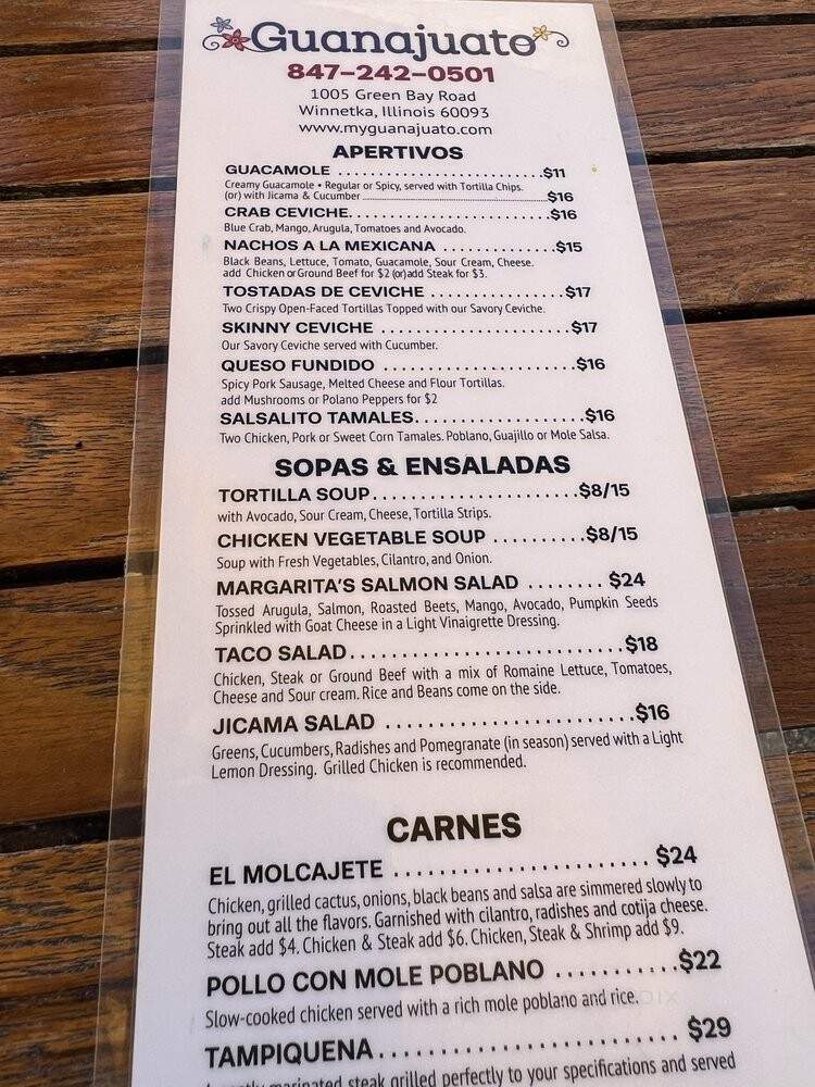 Guanajuato - Glencoe, IL menu_pic