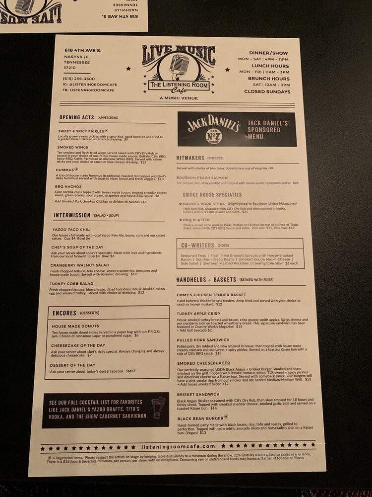 The Listening Room Cafe - Nashville, TN menu_pic