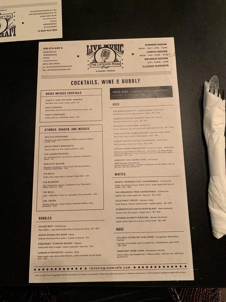 The Listening Room Cafe - Nashville, TN menu_pic