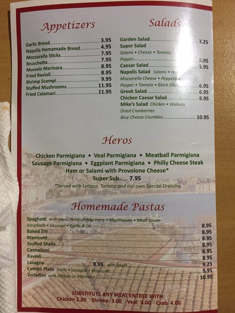 Napolis Italian Bistro - Garland, TX menu_pic