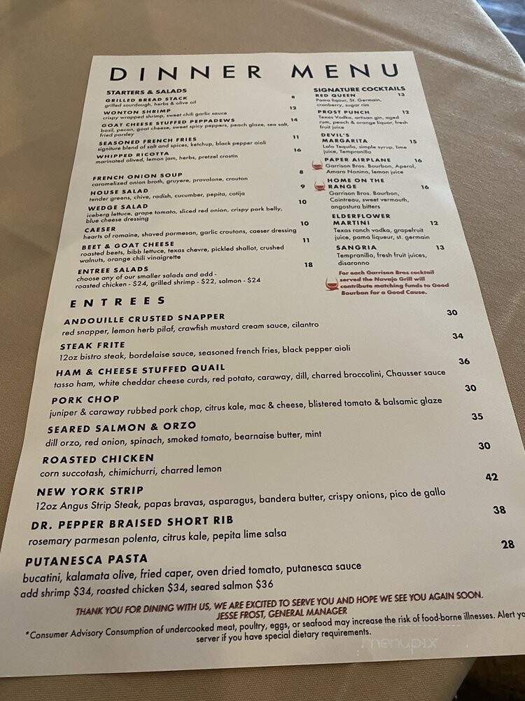 Navajo Grill - Fredericksburg, TX menu_pic
