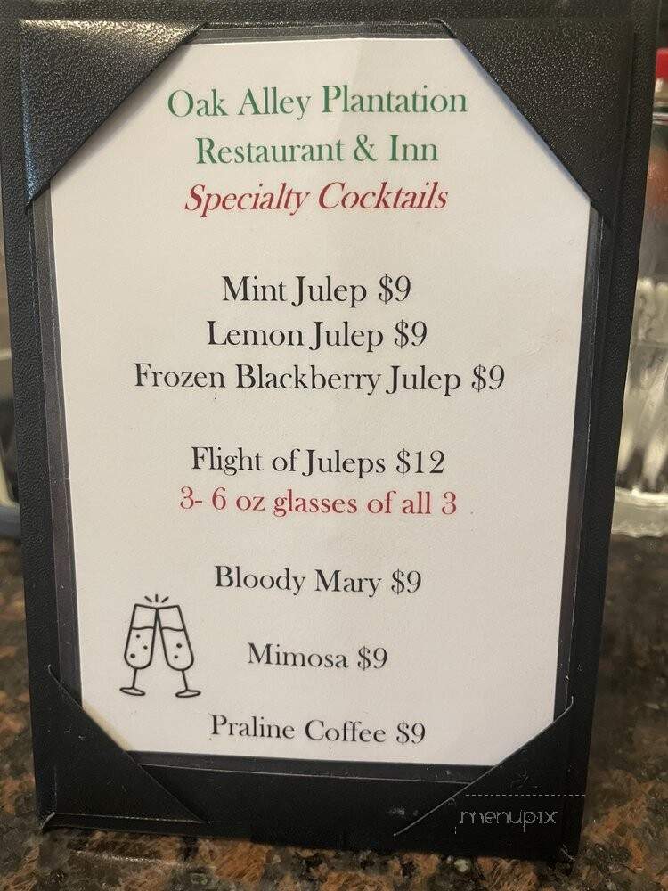 Oak Alley Restaurant - Vacherie, LA menu_pic