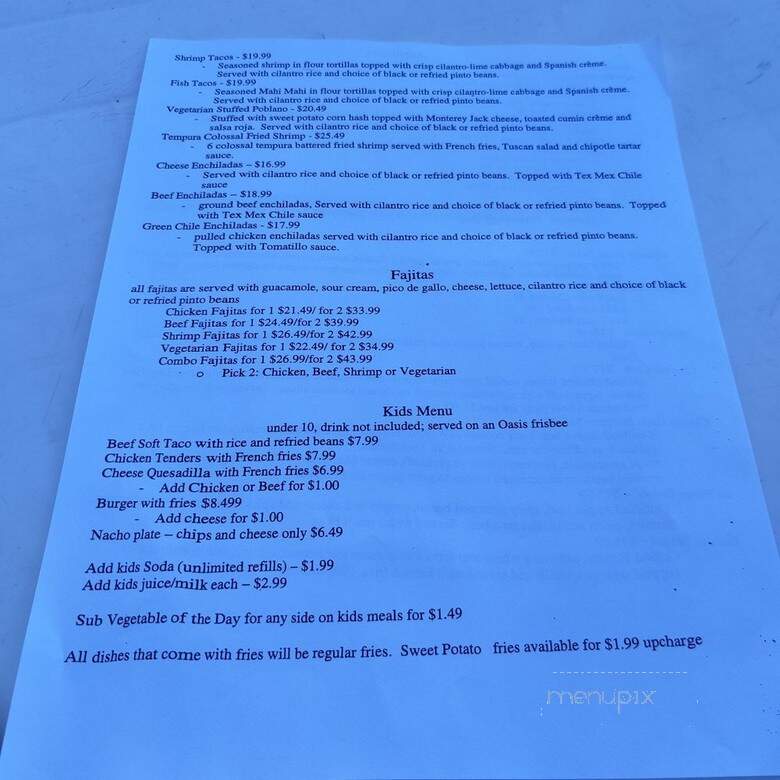 The Oasis - Austin, TX menu_pic