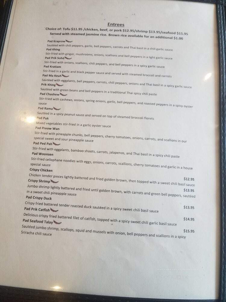 Panisa Thai Restaurant - Burke, VA menu_pic