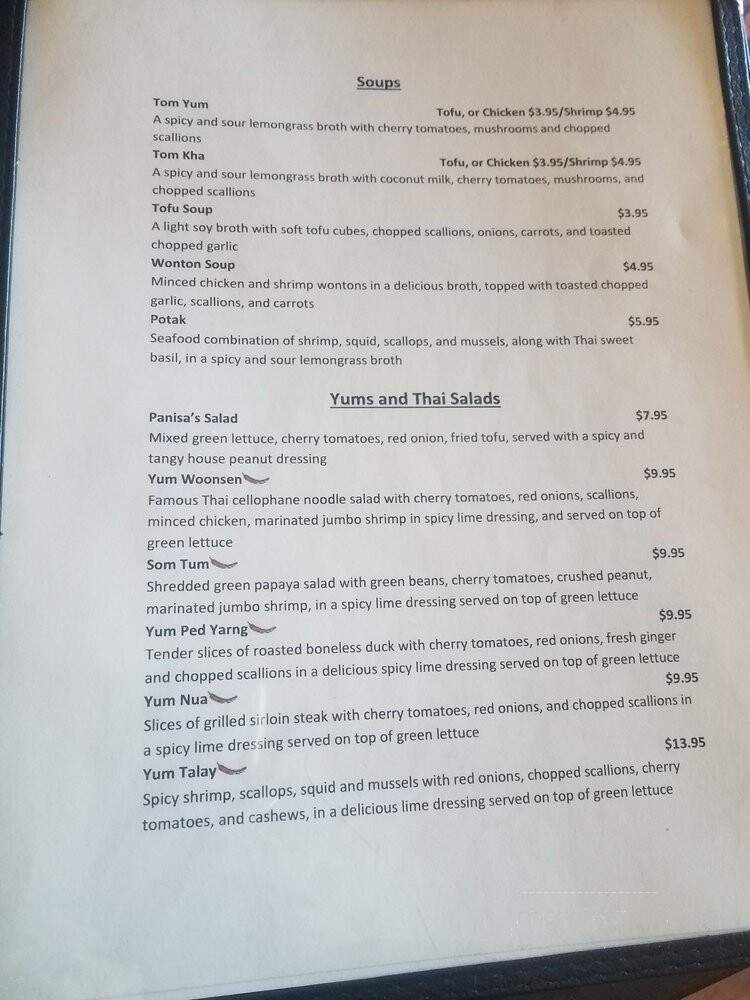 Panisa Thai Restaurant - Burke, VA menu_pic