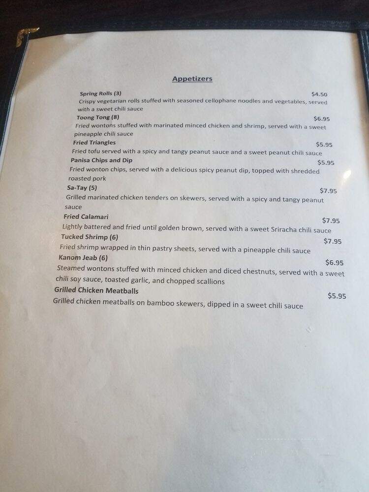 Panisa Thai Restaurant - Burke, VA menu_pic