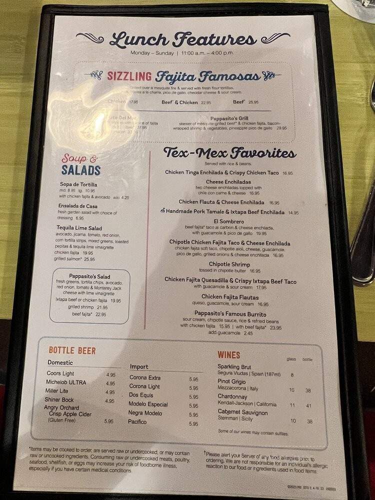 Pappasitos Cantina - Houston, TX menu_pic