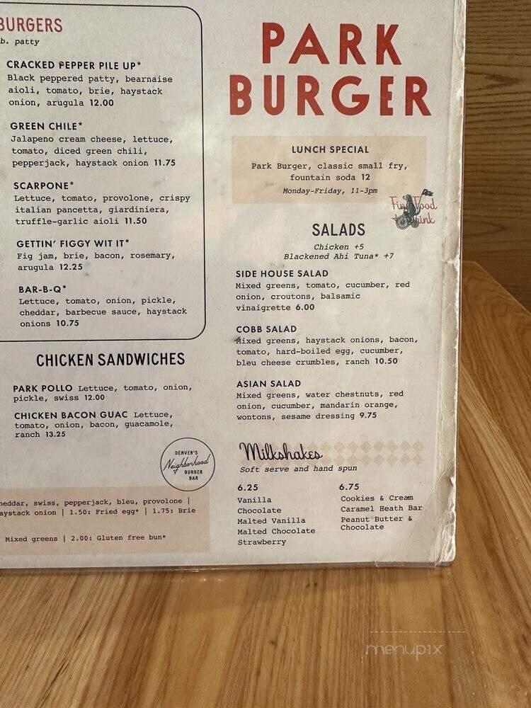 Park Burger - Denver, CO menu_pic