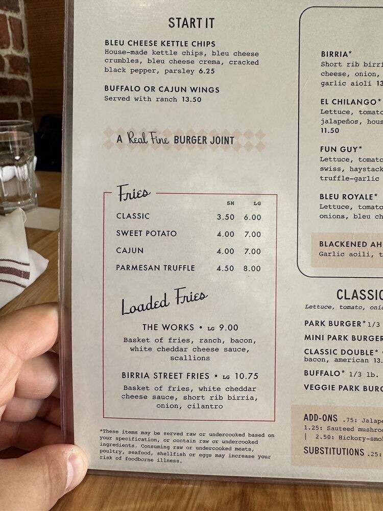 Park Burger - Denver, CO menu_pic