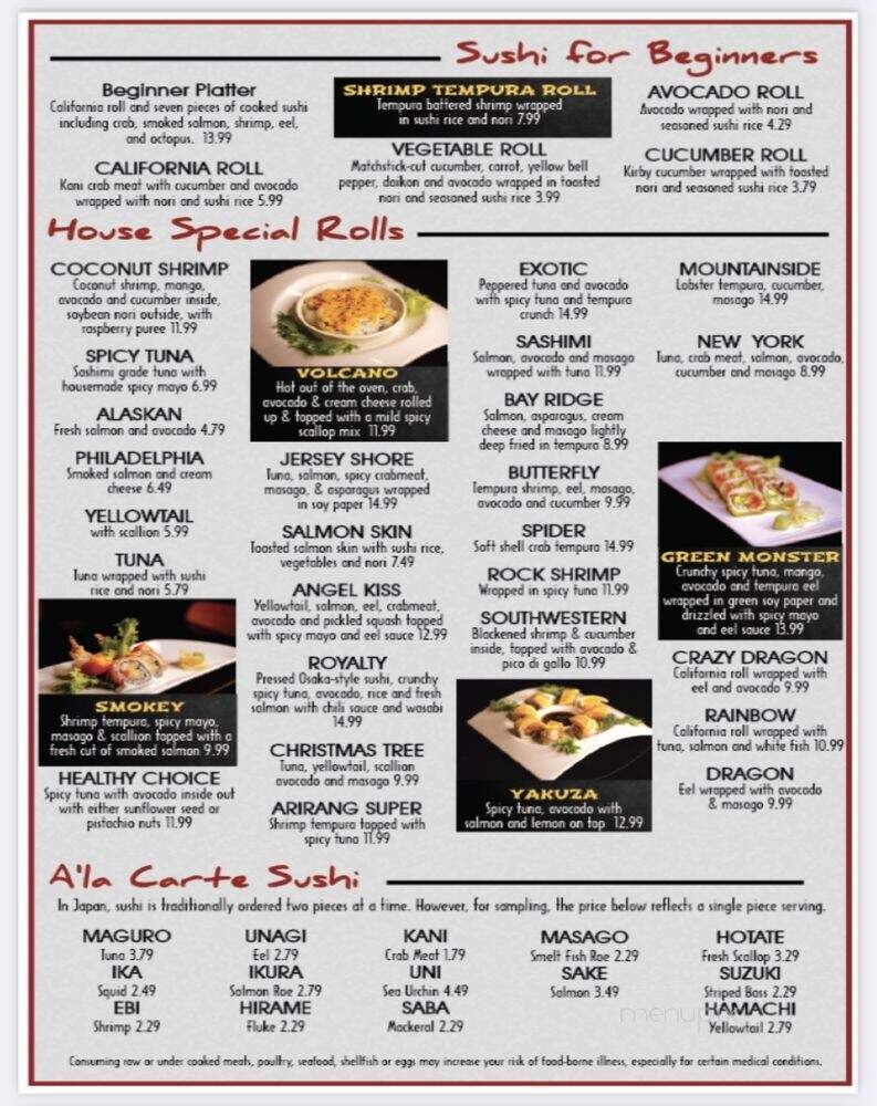 Arirang Hibachi Steakhouse - Brooklyn, NY menu_pic