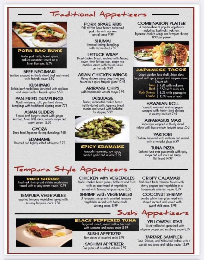 Arirang Hibachi Steakhouse - Brooklyn, NY menu_pic