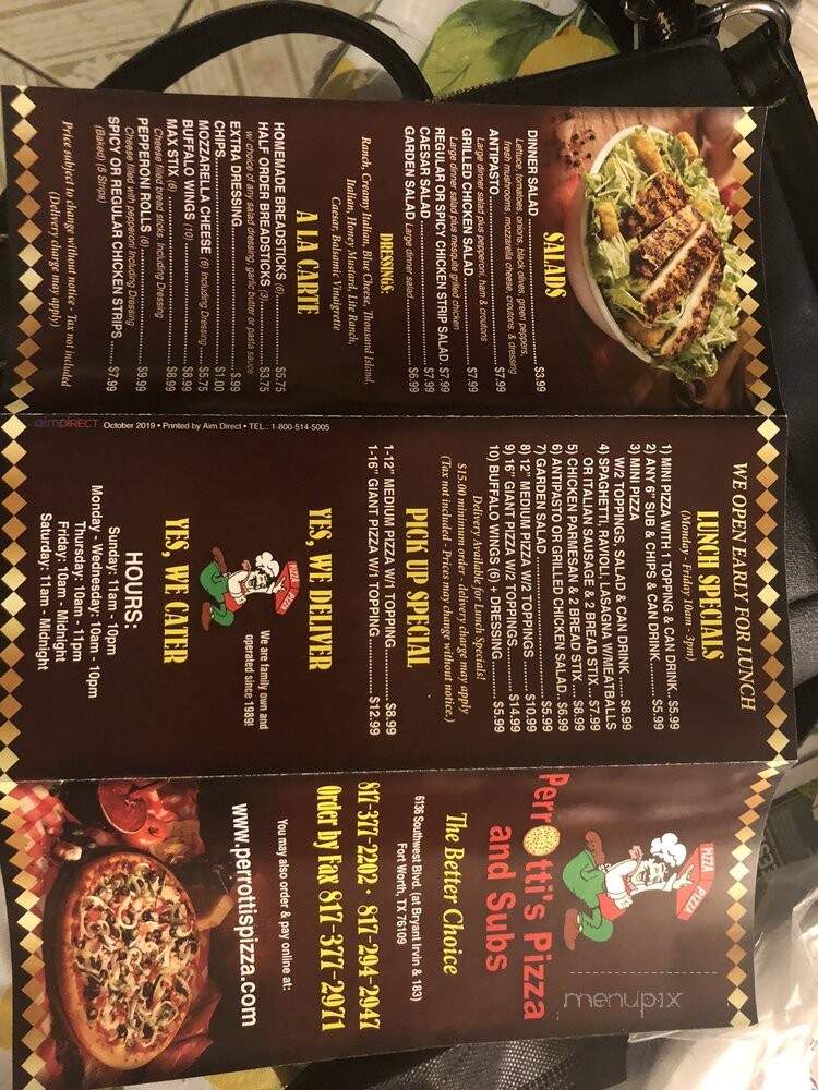 Perrottis Pizza - Fort Worth, TX menu_pic
