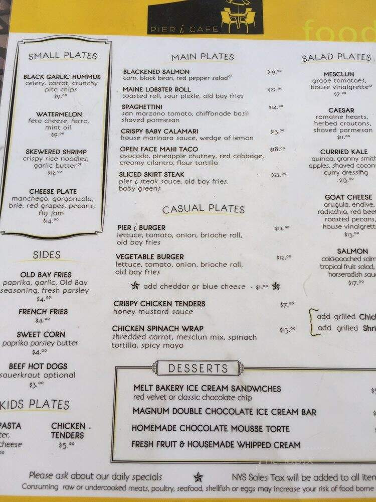 Pier i Cafe - New York, NY menu_pic