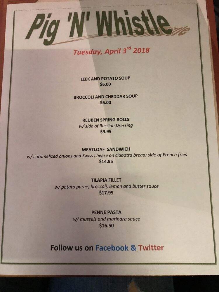 Pig n Whistle 36th st - New York, NY menu_pic