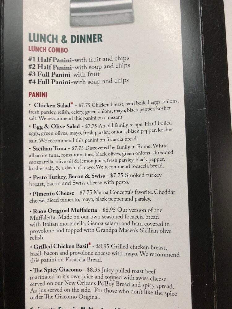 Rao's Bakery and Coffee Cafe - Beaumont, TX menu_pic