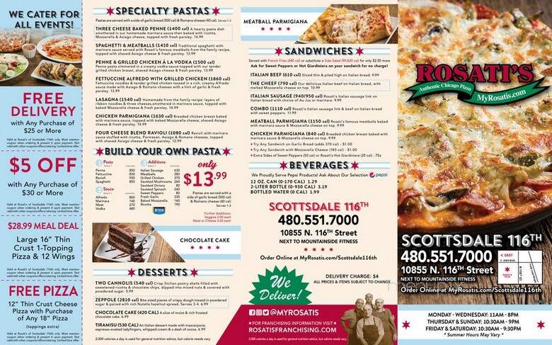 Rosati's Pizza - Scottsdale, AZ menu_pic