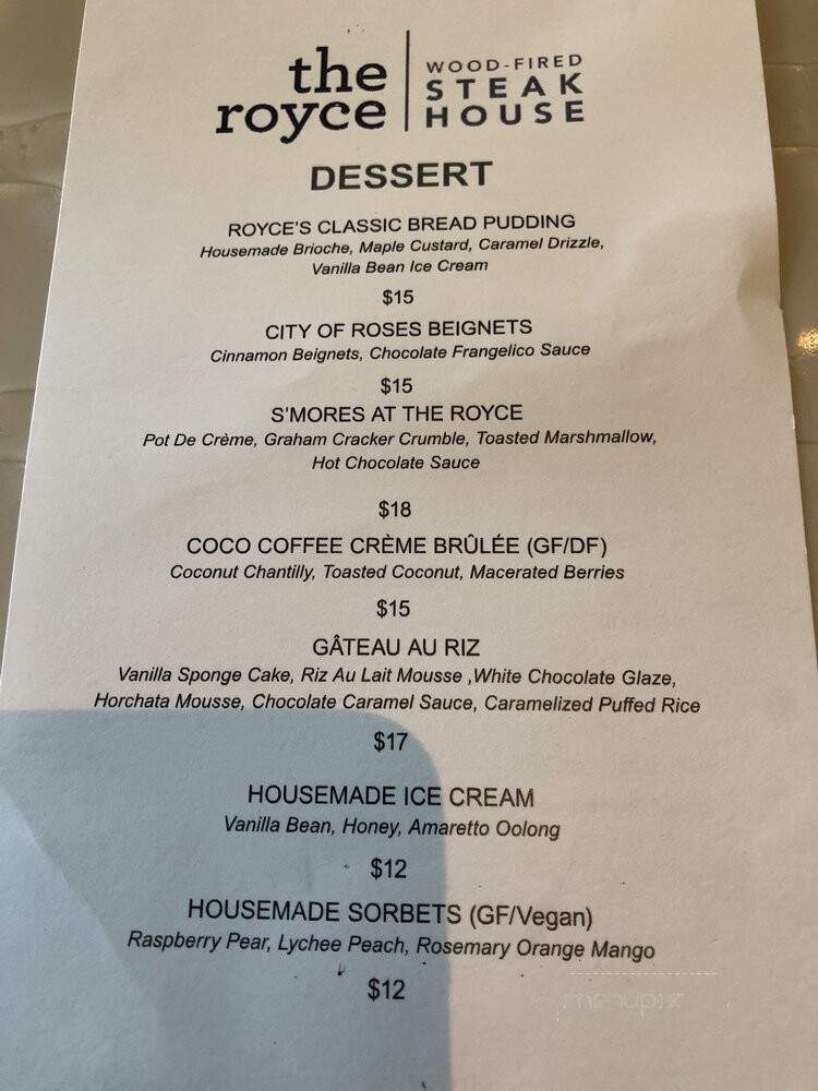 Royce, The - Pasadena, CA menu_pic