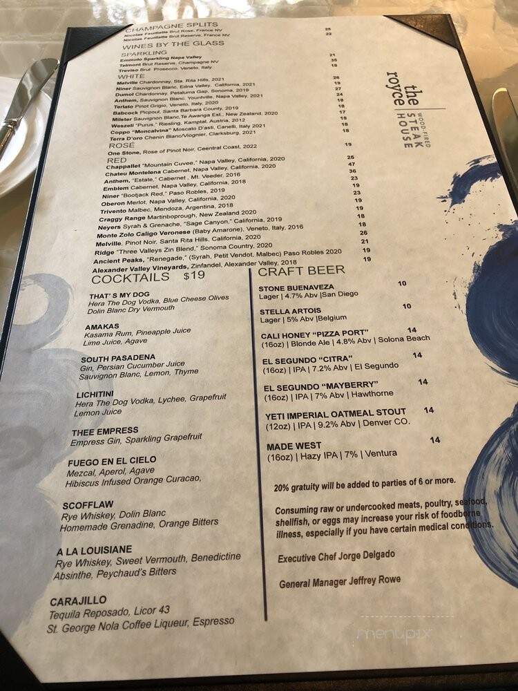 Royce, The - Pasadena, CA menu_pic