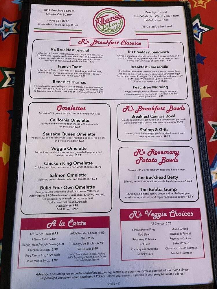 R. Thomas Deluxe Grill - Atlanta, GA menu_pic