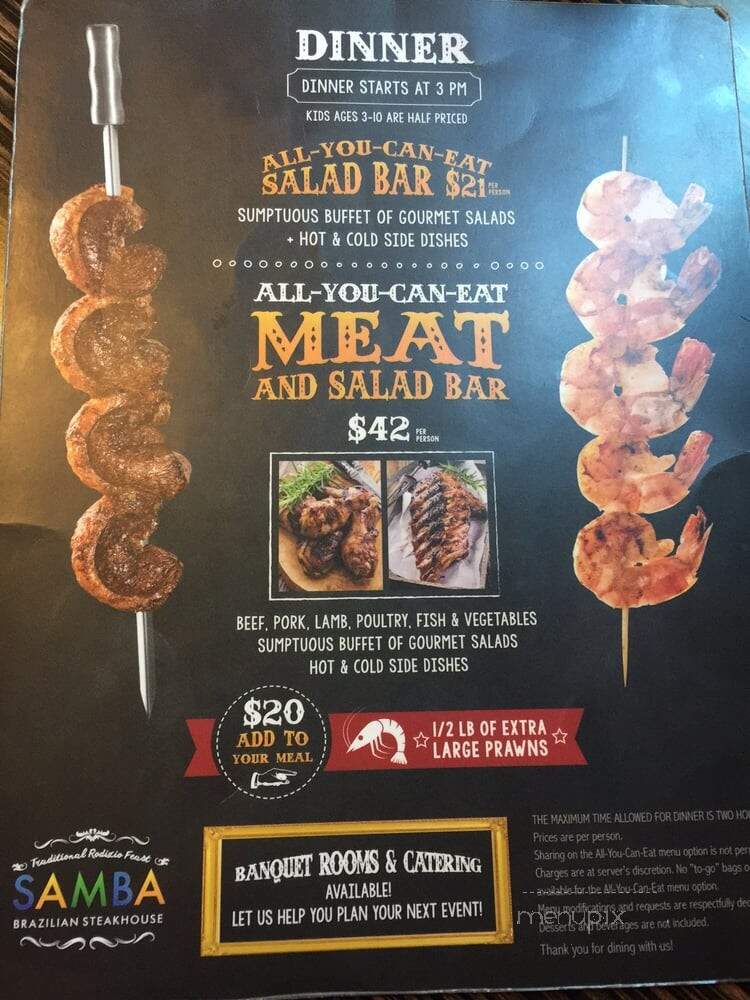 Samba Brazilian Steakhouse & Lounge - Universal City, CA menu_pic