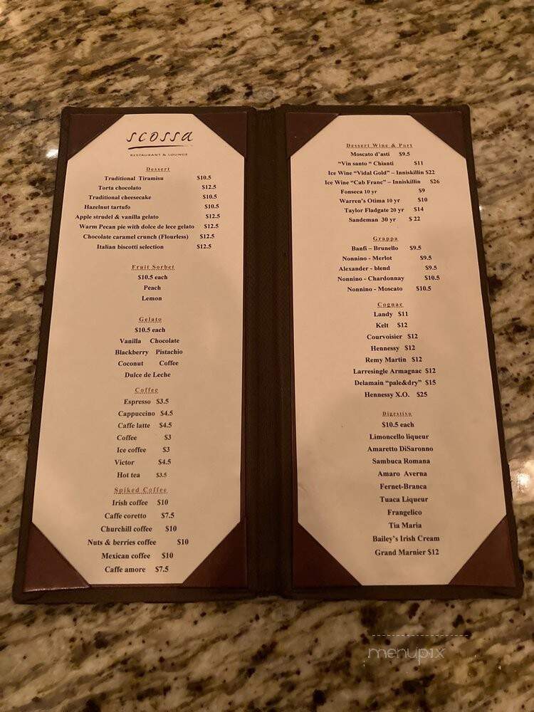 Scossa - Easton, MD menu_pic