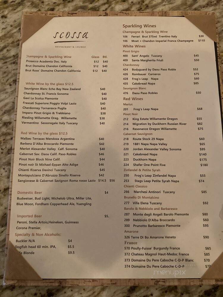 Scossa - Easton, MD menu_pic
