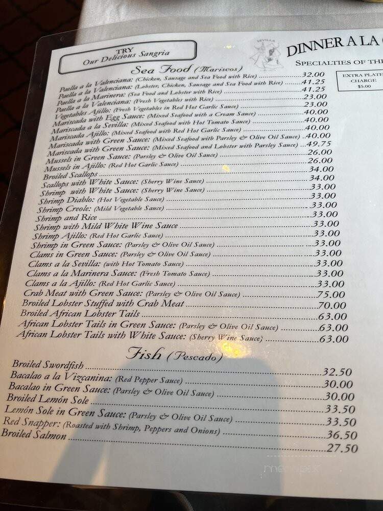 Sevilla Restaurant & Bar - New York, NY menu_pic