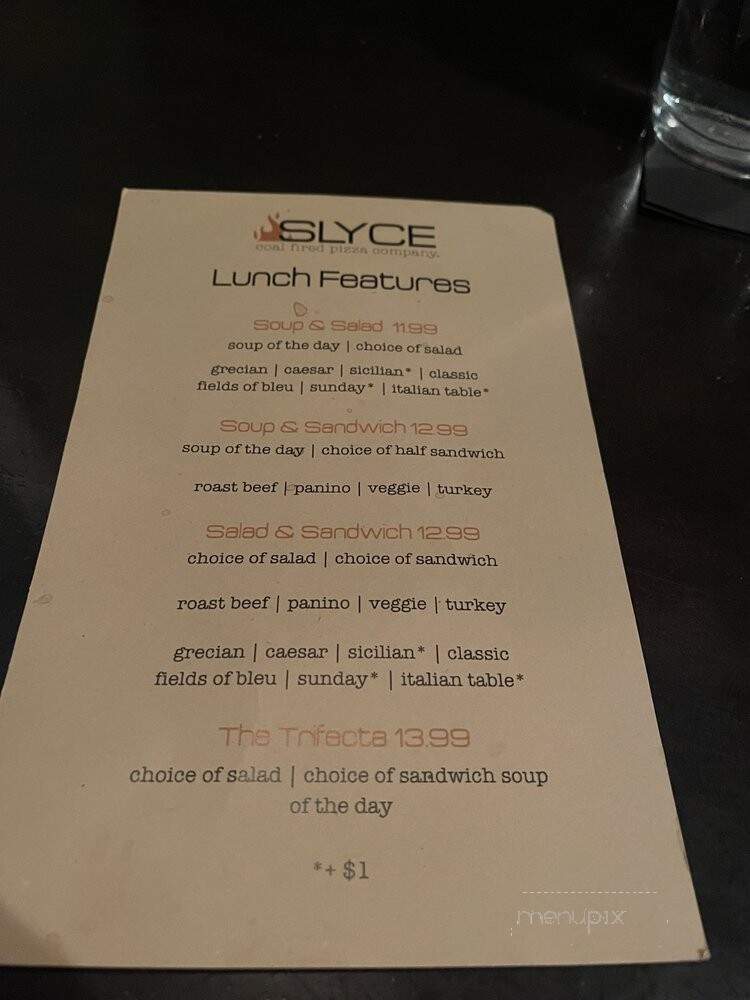 Slyce Coal Fired Pizza - Wauconda, IL menu_pic