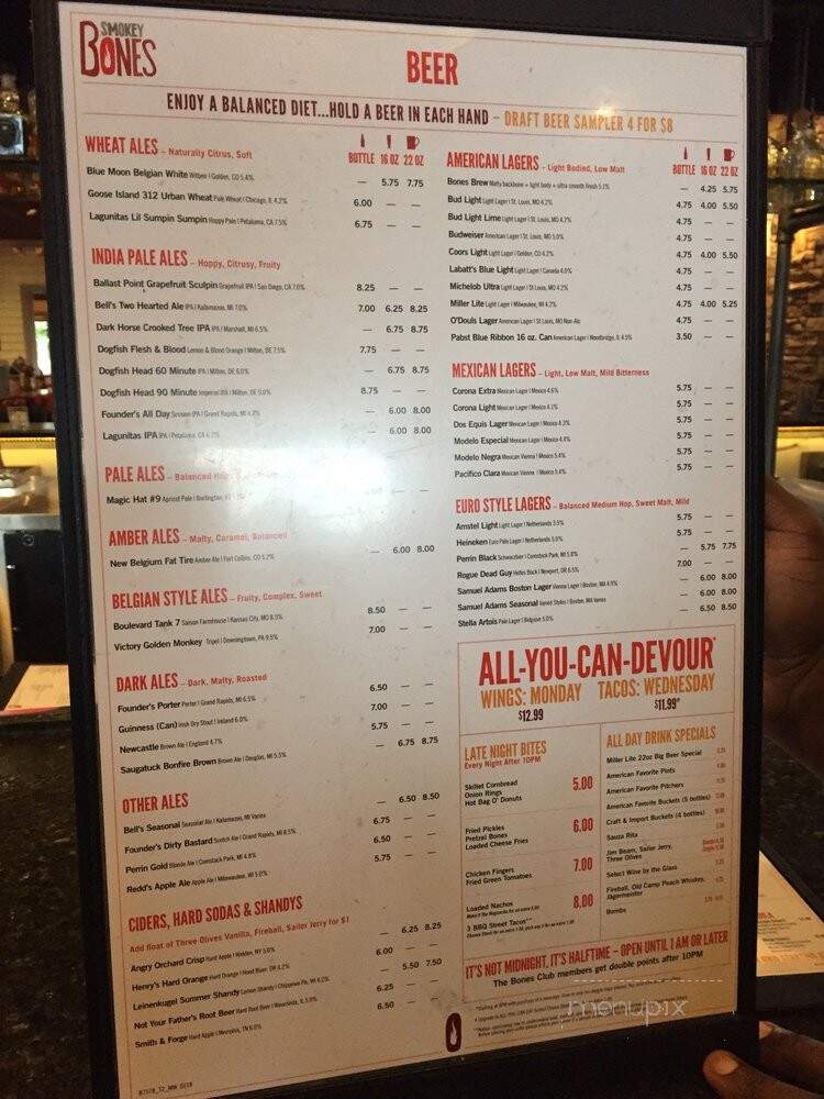 Smokey Bones - Myrtle Beach, SC menu_pic