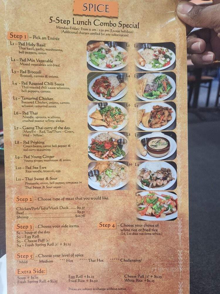 Spice Thai Cuisine - Savage, MN menu_pic
