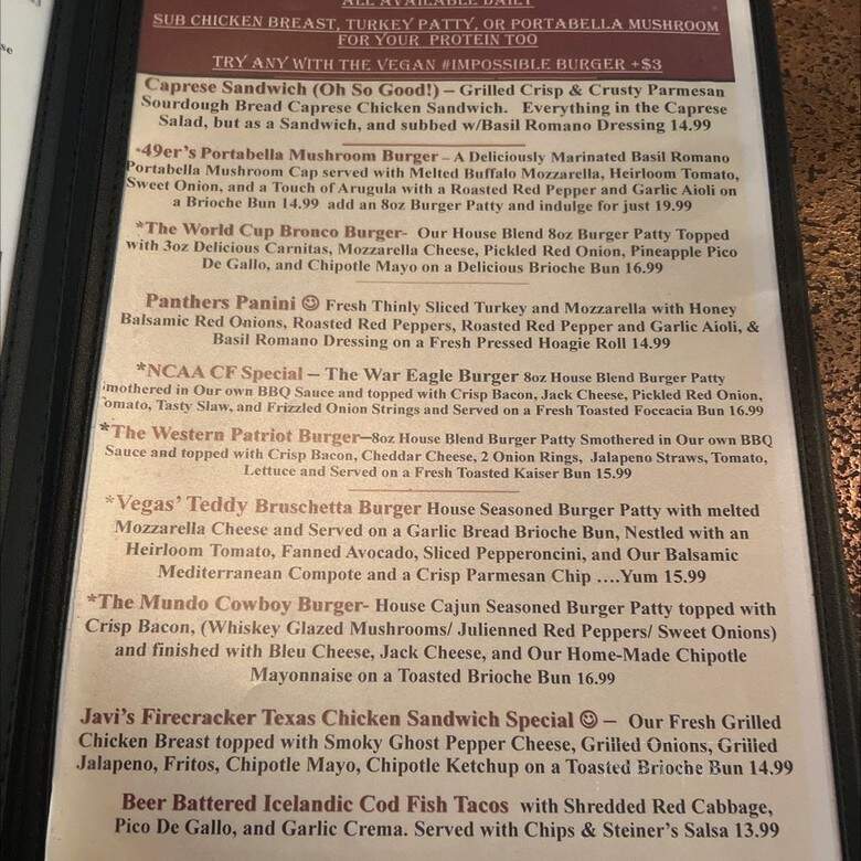 Steiners A Nevada Style Pub - Las Vegas, NV menu_pic