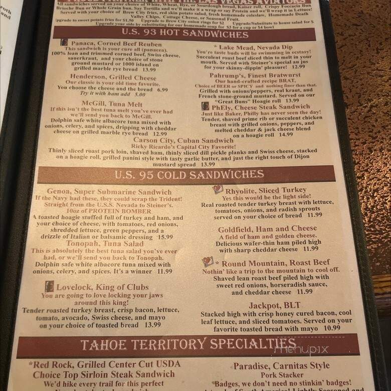 Steiners A Nevada Style Pub - Las Vegas, NV menu_pic