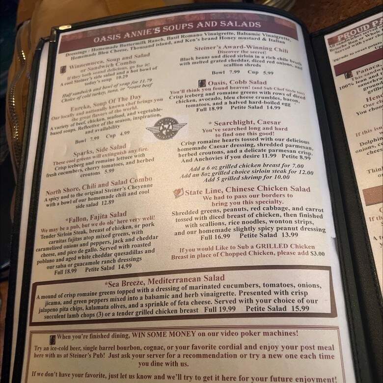 Steiners A Nevada Style Pub - Las Vegas, NV menu_pic