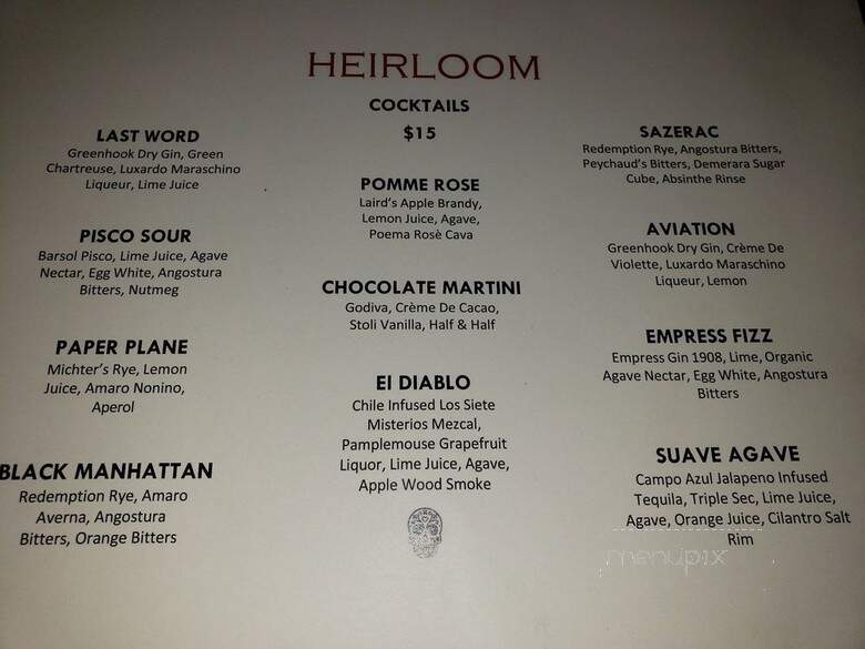 Heirloom - New Haven, CT menu_pic