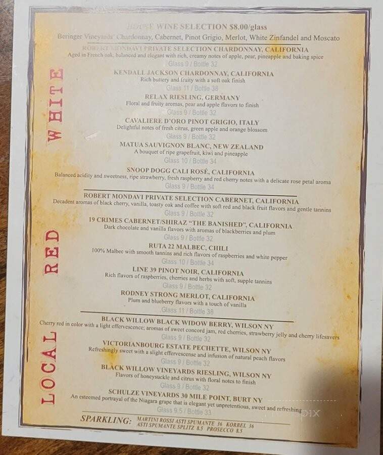 Sunset Grill - Wilson, NY menu_pic