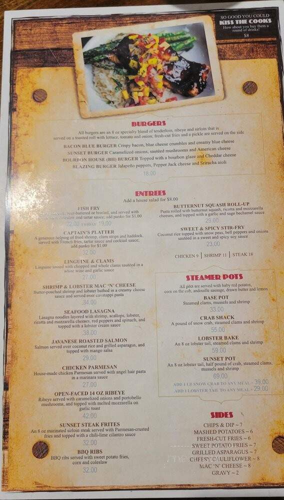 Sunset Grill - Wilson, NY menu_pic