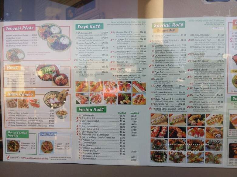 Sushi Avenue - El Segundo, CA menu_pic