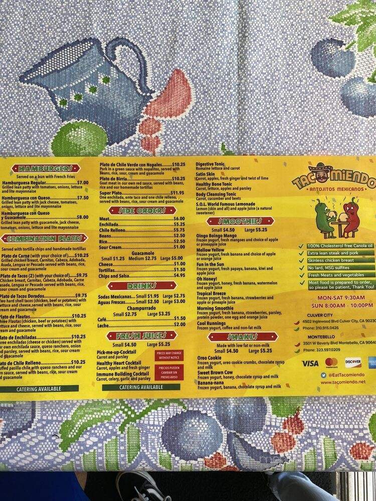 Tacomiendo - Culver City, CA menu_pic