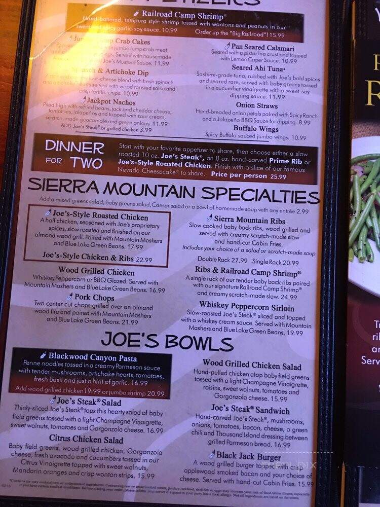 Tahoe Joe's Famous Steakhouse - Vacaville, CA menu_pic