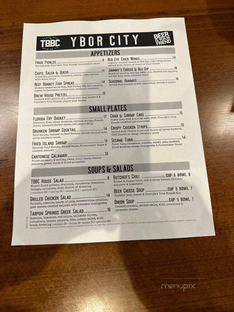 Tampa Bay Brewing - Tampa, FL menu_pic