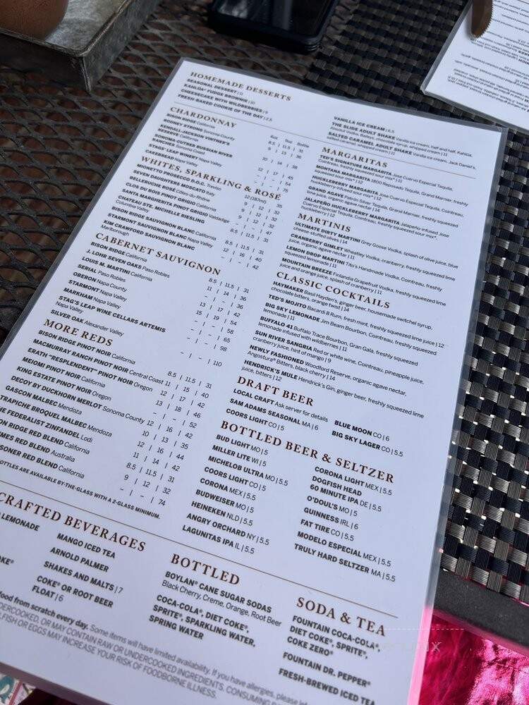 Teds Montana Grill - Greenwood Village, CO menu_pic