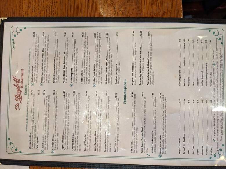 Berghoff Restaurant/Cafe - Chicago, IL menu_pic