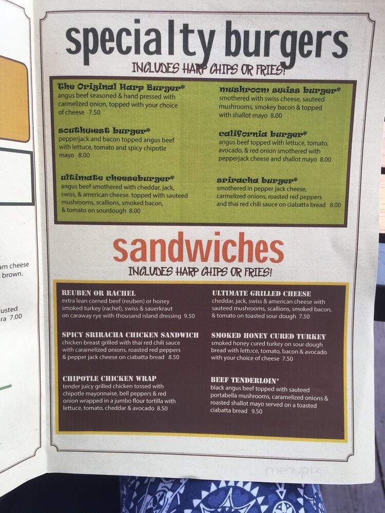 The Harp - Milwaukee, WI menu_pic
