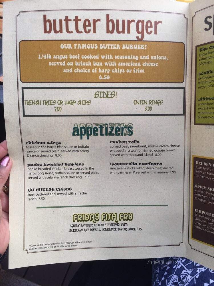 The Harp - Milwaukee, WI menu_pic
