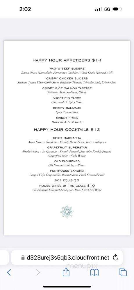 The Penthouse at Huntley Santa Monica Beach - Santa Monica, CA menu_pic