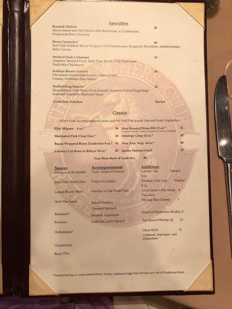 Ranchers Club of New Mexico - Albuquerque, NM menu_pic