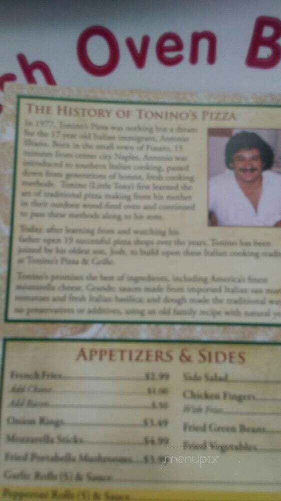 Tonino's Pizza Grille - Harrisburg, PA menu_pic