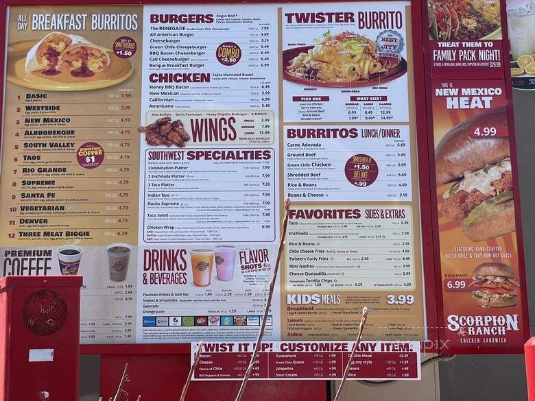 Twisters Grill - Bernalillo, NM menu_pic