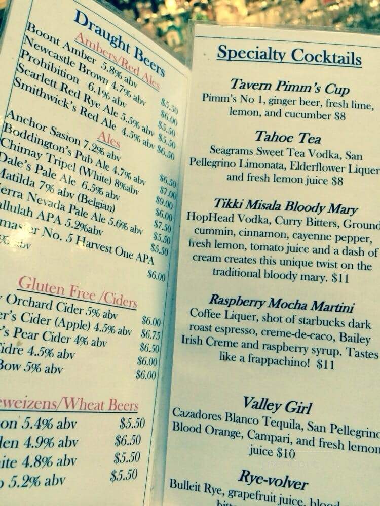 Valley Tavern - San Francisco, CA menu_pic